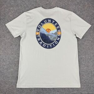 Volunteer Traditions Mountains Pocket T-Shirt Cotton Pebble Mens Medium M